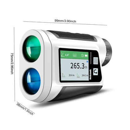 Nohawk 1000 Yard Laser Rangefinder with Side Color Display USB Rechargeable English Voice Broadcast Slope Compensation Vibration Alerts 9 Modes M Yard Ft for Golf Hunting Disc Golf Black White