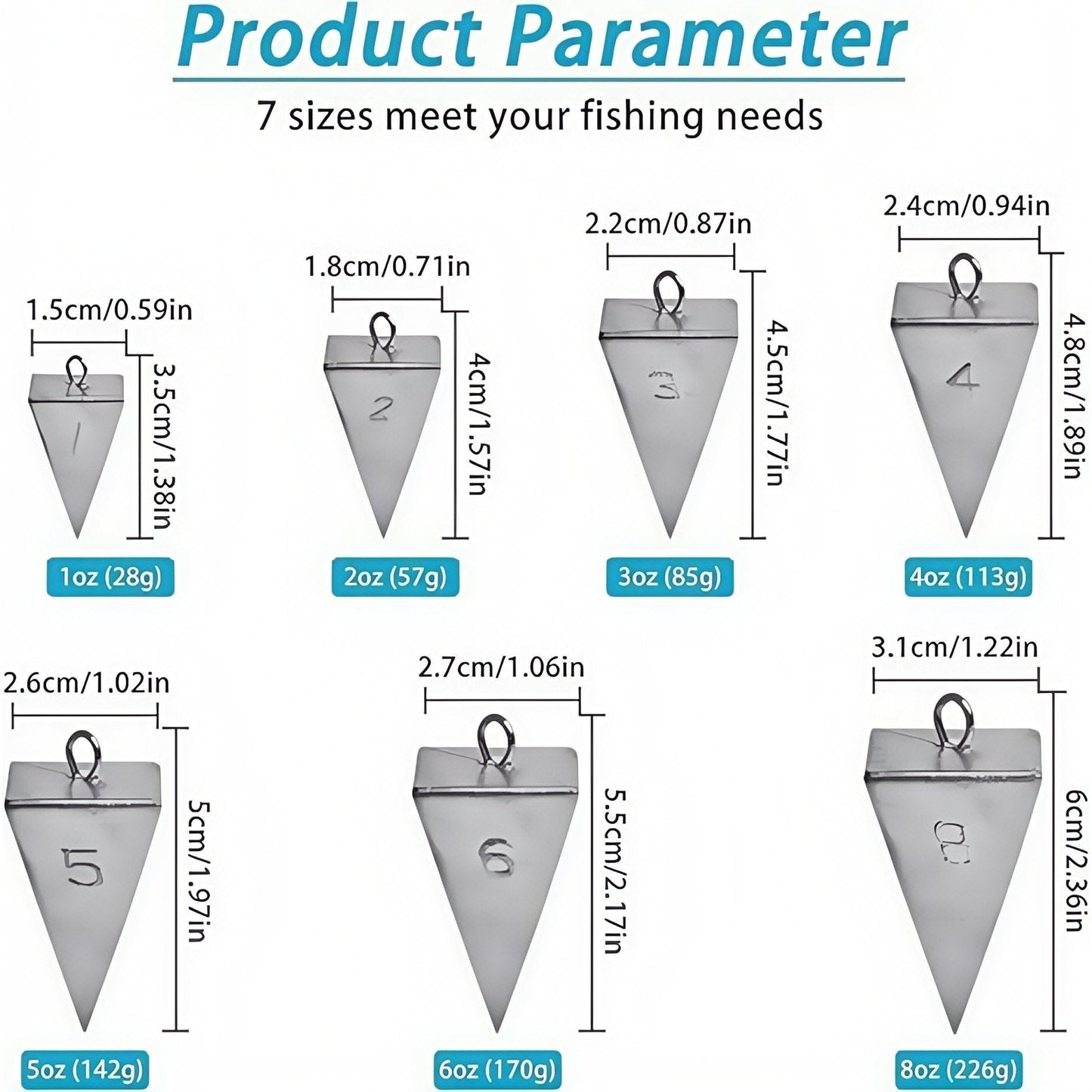 Pyramid Fishing Sinkers – Saltwater & Freshwater Surf Fishing Weights, Strong Hold in Current, Sizes 1oz to 10oz, Multi-Pack Tackle for Pompano, Bass, Drum & More