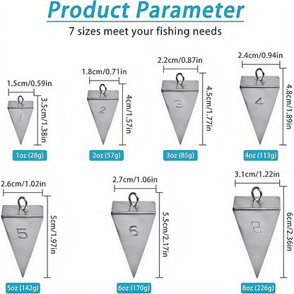 Pyramid Fishing Sinkers – Saltwater & Freshwater Surf Fishing Weights, Strong Hold in Current, Sizes 1oz to 10oz, Multi-Pack Tackle for Pompano, Bass, Drum & More