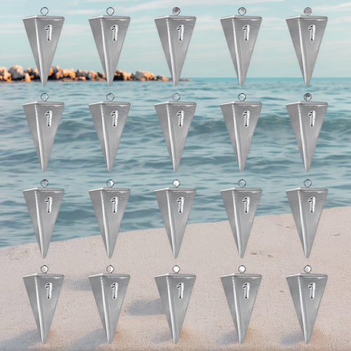 Pyramid Fishing Sinkers – Saltwater & Freshwater Surf Fishing Weights, Strong Hold in Current, Sizes 1oz to 10oz, Multi-Pack Tackle for Pompano, Bass, Drum & More