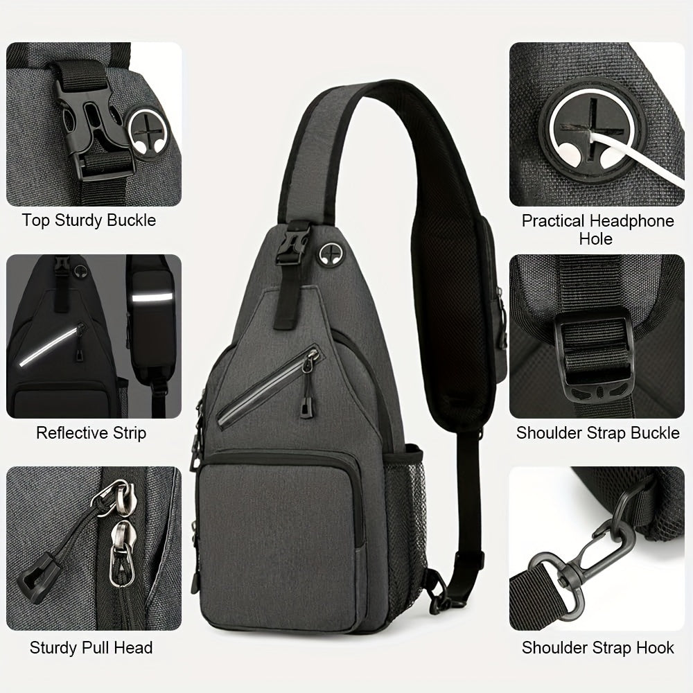 Large Capacity Crossbody Shoulder Bag for Men & Women – Multi-Purpose Embroidered Sports Style Travel Bag with Secure Zipper, Hands-Free Daily Commute & Outdoor Use, Multiple Colors