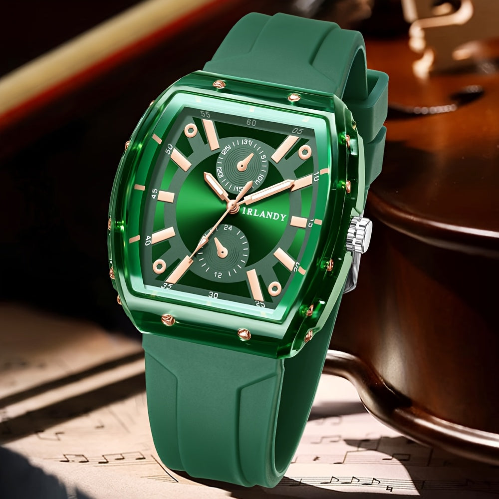 Men's Minimalist Quartz Watch with Silicone Strap - Round Dial Alloy Case Fashion Casual Sports Business Wristwatch for Men, 5 Colors White Black Green Blue Brown