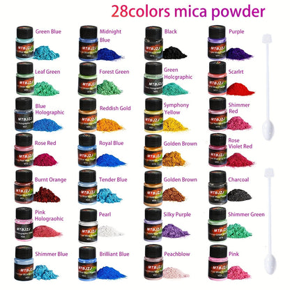 28-Color Resin Casting Powder Set – Fine Bubble-Free Pigment Powder for Resin Art, Jewelry Making, DIY Crafts & Beginners, Vibrant Mixed Colors – Qu Gofang
