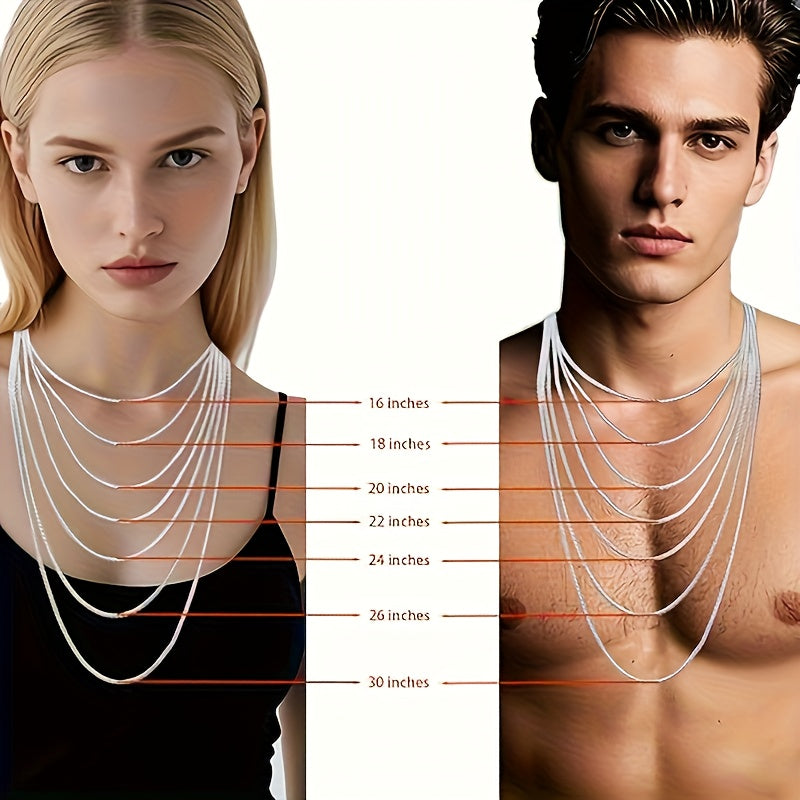 925 Sterling Silver Flat Snake Chain Necklace Unisex Minimalist 2D Clavicle Chain Hypoallergenic Trendy Cool Jewelry for Women Men All Seasons Daily Wear 18-24 Inch