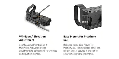 Red Green Dot Sight 1x22x33 with 20mm Picatinny Rail - 4 Reticles 5 Brightness Settings Wide Field of View Scope for Rifles Shotguns