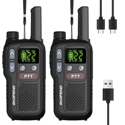 BAOFENG Walkie Talkies for Adults Long Range – 22 FRS Channels, VOX Hands-Free, USB-C Rechargeable Li-ion Battery, LCD Display, Built-in Flashlight, 2-3 Mile Range for Hiking, Camping & Family Outdoor Use