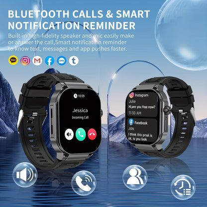 Smartwatch 2.1" HD Full Screen Display Bluetooth 5.3 with AI Voice Command, 400mAh Battery, Wireless Calls & SMS Alerts, 123+ Sports Modes, Music Playback & Social Sharing – Fashion Smart Watch for Men & Women