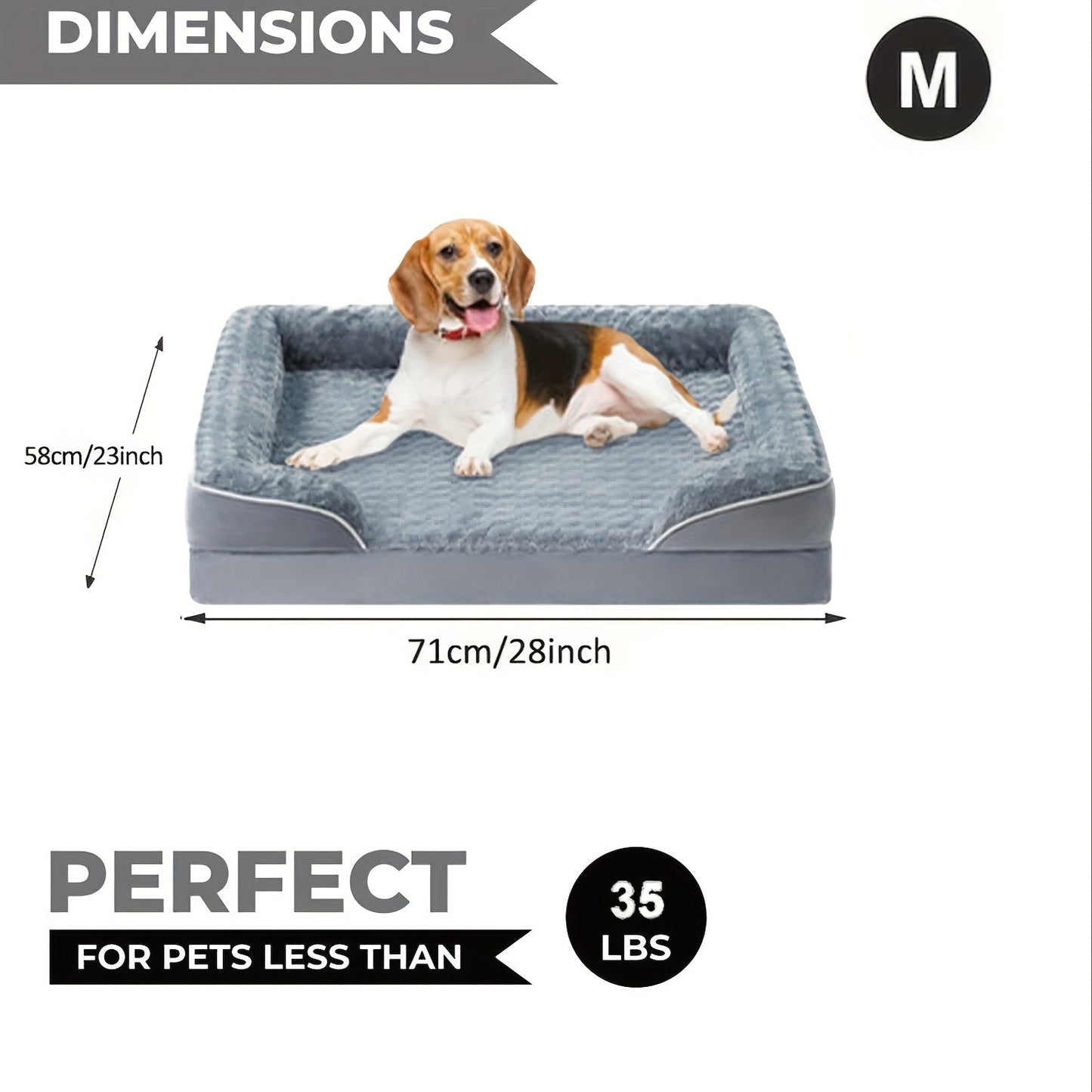 Orthopedic Dog Bed Extra Large Washable – C-Shape Memory Foam Sofa with Removable Cover, Nonskid Bottom & Bolster Support for Large & Giant Dogs, Grey