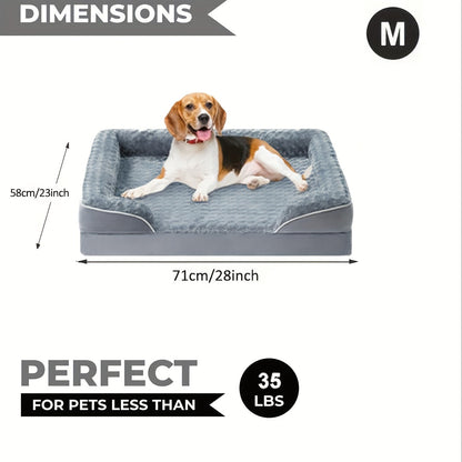 Orthopedic Dog Bed Extra Large Washable – C-Shape Memory Foam Sofa with Removable Cover, Nonskid Bottom & Bolster Support for Large & Giant Dogs, Grey