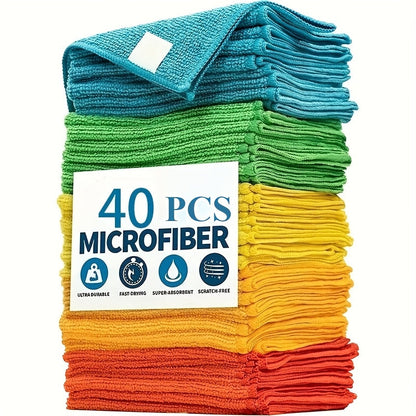Microfiber Cleaning Cloths 10/20/40-Pack – Ultra-Fine Fiber Towels for Car Detailing, Dust Removal & Home Cleaning, Absorbent Multifunctional Cloths for Cars, RVs & House