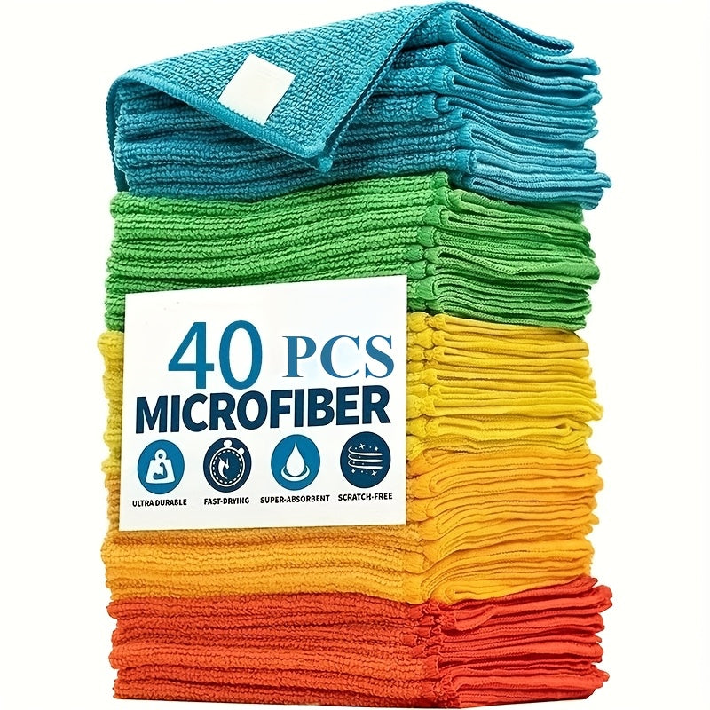 Microfiber Cleaning Cloths 10/20/40-Pack – Ultra-Fine Fiber Towels for Car Detailing, Dust Removal & Home Cleaning, Absorbent Multifunctional Cloths for Cars, RVs & House
