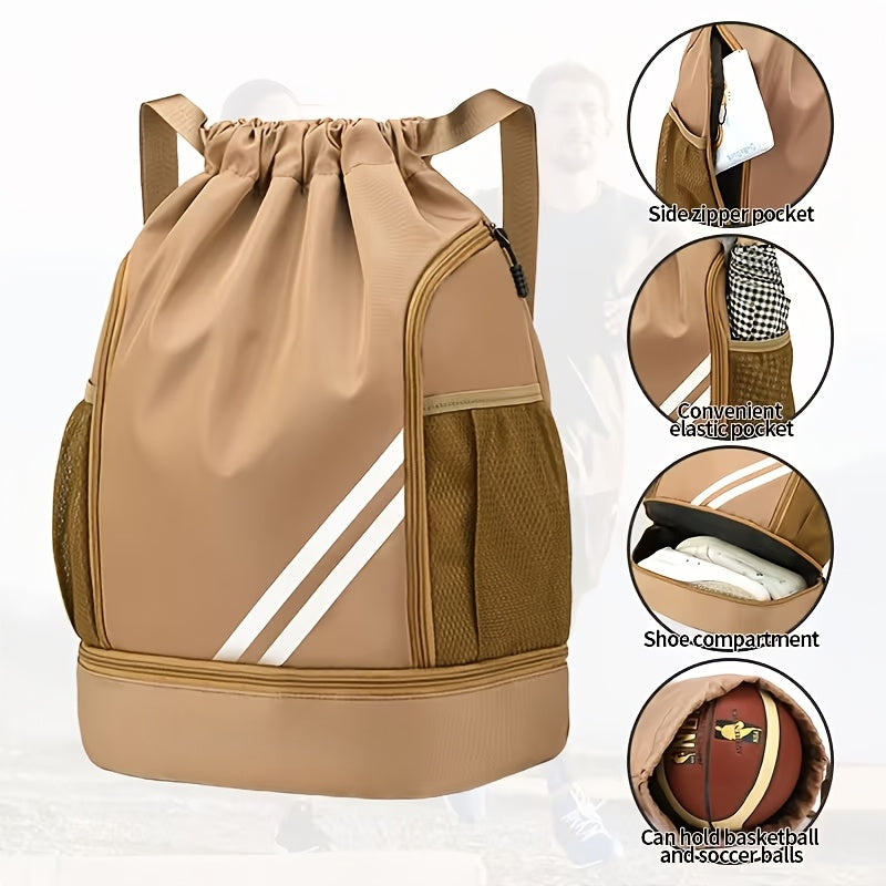 Lightweight Sports Drawstring Backpack for Men & Women | Gym Bag for Basketball Yoga Fitness | Spacious Polyester Shoulder Bag with Drawstring Closure & Inner Pouch | 6 Colors