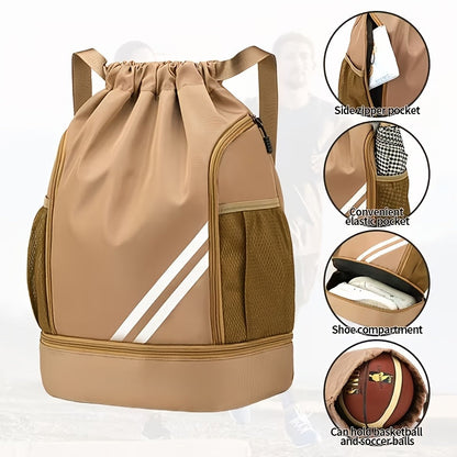 Lightweight Sports Drawstring Backpack for Men & Women | Gym Bag for Basketball Yoga Fitness | Spacious Polyester Shoulder Bag with Drawstring Closure & Inner Pouch | 6 Colors