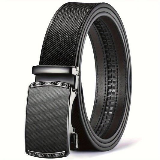 Men's Leather Slide Ratchet Dress Belt with Automatic Click Buckle – Zinc Alloy Buckle, Adjustable 28"-46" Waist, 8 Styles, Business Formal Belt, Perfect Gift for Husband, Father's Day & Christmas