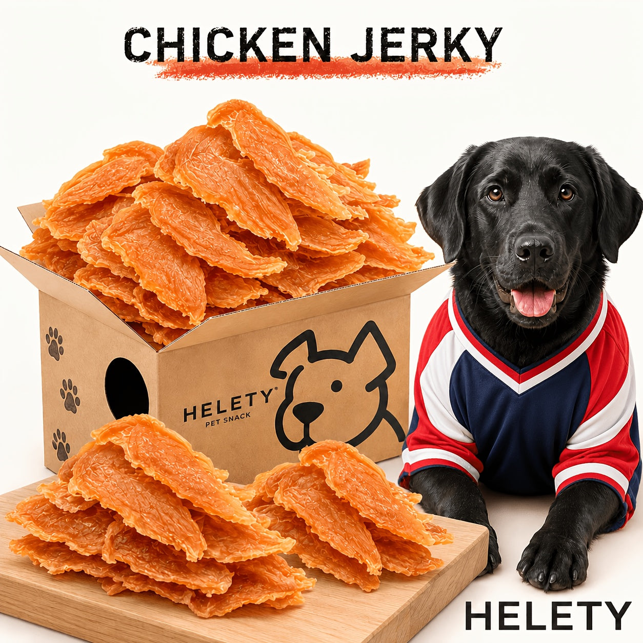 Chicken Jerky Dog Treats - Real Dried Chicken for Dogs, High Protein & Easy to Digest, Healthy Long-Lasting Training Reward Snack for Small, Medium & Large Breed Puppies and Adult Dogs