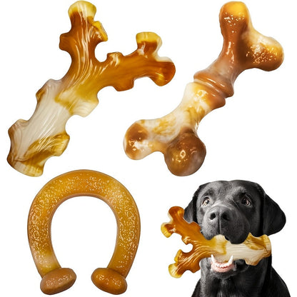 3-Pack Indestructible Nylon Dog Chew Toys for Aggressive Chewers – Tough Durable Chew Set for Large Breed Dogs, Stripe Pattern Design, Heavy-Duty Teething & Dental Chew Toys