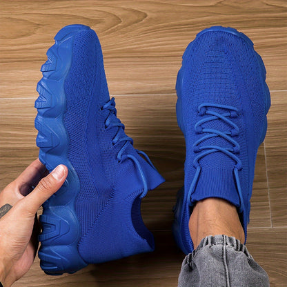 Men's Breathable Casual Sports Shoes – Lightweight Mesh Sneakers for Walking Running Gym Daily Wear, Silvery Grey Royal Blue Khaki Blue, Wide Sizes US 6.5–14, Comfortable Non-Slip Sole