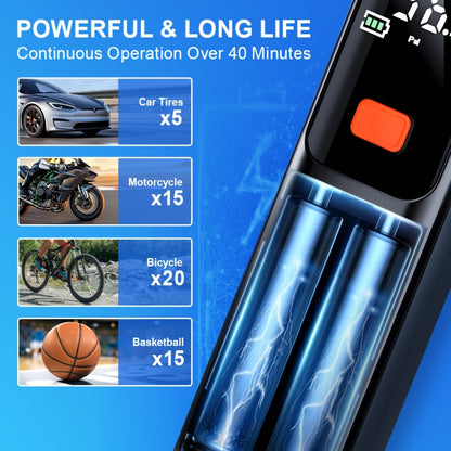Wireless Portable Tire Inflator Air Compressor with Digital LED Display Automatic Tire Pressure Detection USB-C Rechargeable for Car Bicycle Motorcycle Tires Basketball Inflating