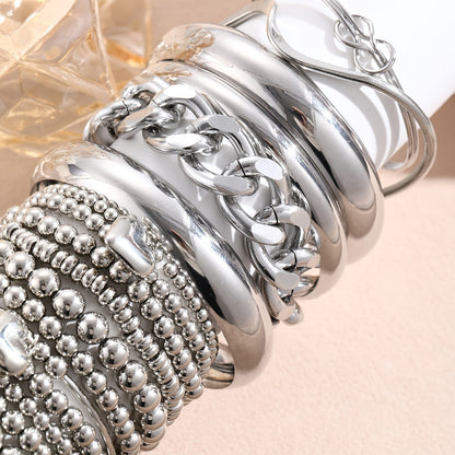 Vintage Bowknot & Leopard Plaid Charm Bracelet Set for Women – Boho Irregular Cord Bracelets, Random Styles & Colors, Silver & Gold, 7-Piece or 16-Piece Bundle for Resort & Daily Wear
