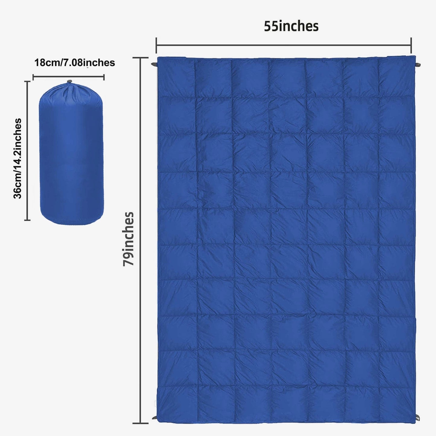 Outdoor Camping Puffy Blanket Foldable Lightweight Warm DWR Water Resistant with 3D Eye Mask 140x200cm for Camping Travel Car Beach Stadium Hammock Sofa Festival