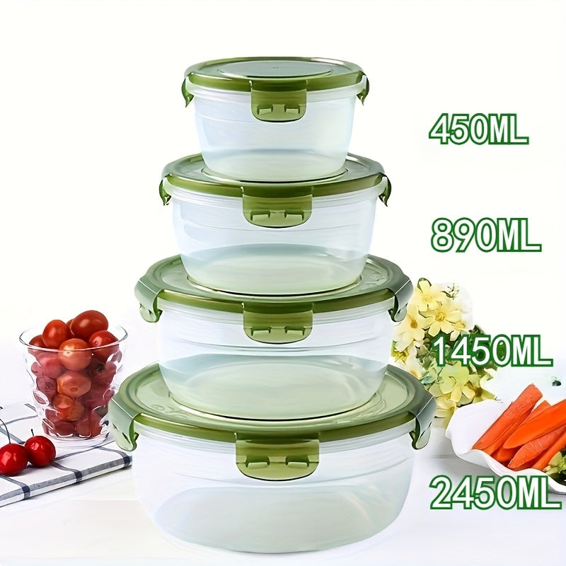 Airtight Refrigerator Food Storage Containers Set of 3 or 4 - Large Capacity Plastic Fridge Organizer Boxes for Fruit, Vegetables, Meat, Eggs, Leftovers - Stackable, BPA Free, Easy Clean, Fresh Keeper