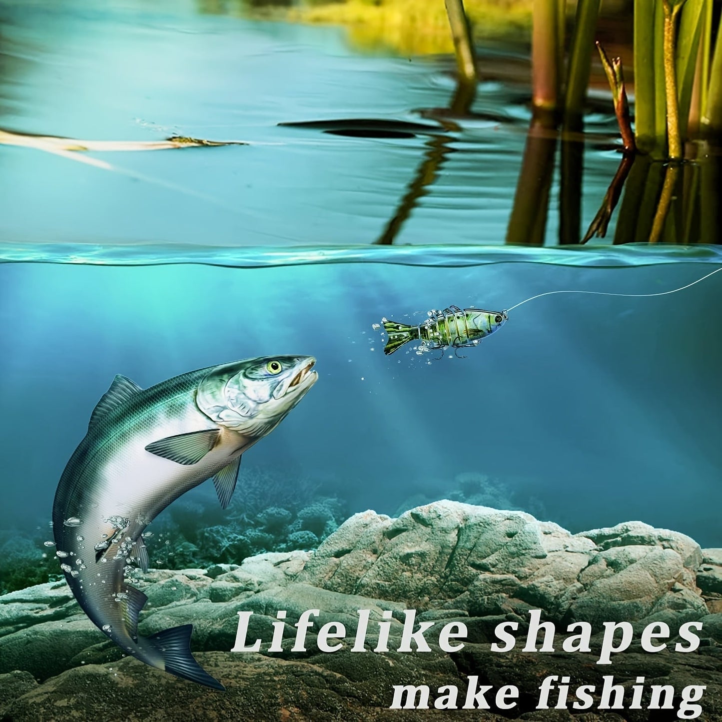 5 Pack Multi-Jointed Fishing Lures with Lifelike Swimming Action – Swimbait for Bass, Trout & Pike, Freshwater & Saltwater Fishing Lure Set, 4 Assorted Models
