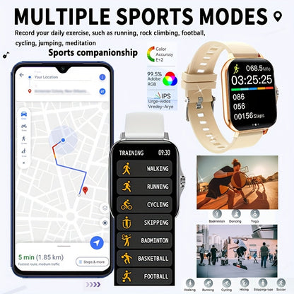 Smart Watch 1.83" Bluetooth Calling & Message Fitness Tracker – Multi-Sport Modes, Music Playback, Remote Camera, GPS Positioning, Compatible with Android & iPhone, Perfect Gift for Men & Women