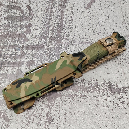 Outdoor Fixed Blade Knife – Stainless Steel Straight Blade, Non-Slip Handle, K-Type Sheath, EDC Hunting Fishing Camping Survival Knife, Camouflage, Multi-Purpose Field Tool for Men