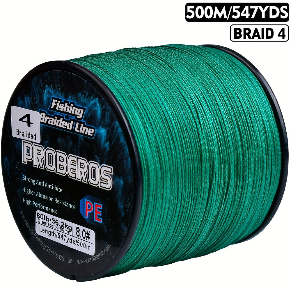 Braided Fishing Line 500M 547 Yards 4 Strand Superline Abrasion Resistant Zero Stretch 6LB-80LB Test Super Strong Multicolor Fishing Line for Saltwater Freshwater