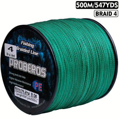 Braided Fishing Line 500M 547 Yards 4 Strand Superline Abrasion Resistant Zero Stretch 6LB-80LB Test Super Strong Multicolor Fishing Line for Saltwater Freshwater