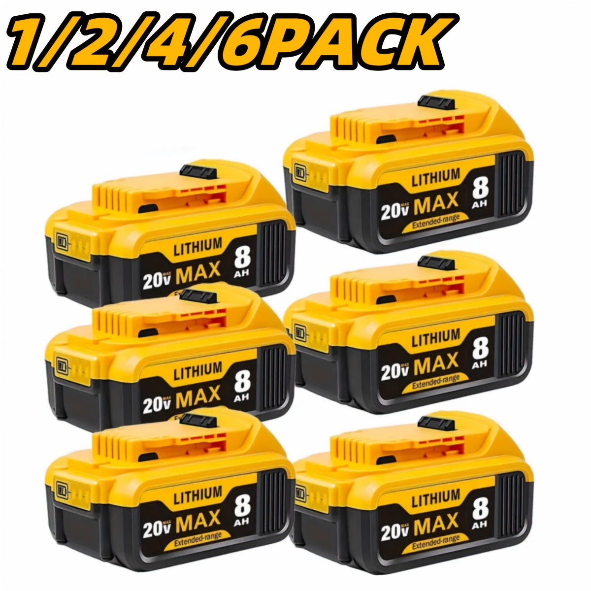 20V 8.0Ah Lithium-Ion Replacement Battery for DeWalt Cordless Tools – Compatible with DCB200, DCB205, DCB206, DCB204, DCB180 & DCD/DCF/DCG/DCS Series