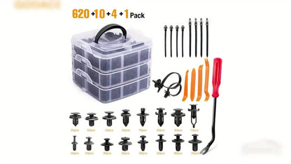 Car Push Retainer Clips Assortment Kit 115/635/640/1290 Pcs - 16 Sizes Nylon Bumper Fender Rivets Automotive Fasteners with Cable Ties & Removal Tool