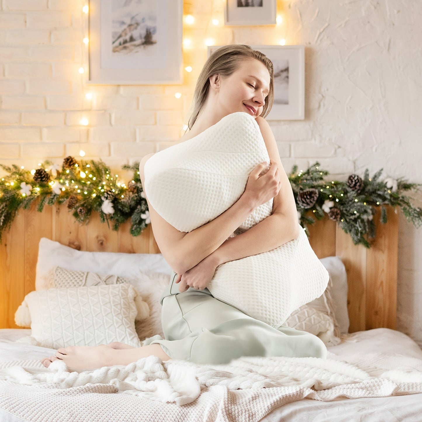 Cervical Neck Pillow Memory Foam Ergonomic Contour Pillow for Neck Pain Relief, Cooling Pillowcase Included, Orthopedic Bed Pillow for Side Back Stomach Sleepers, Shoulder & Spine Support Sleep Pillow