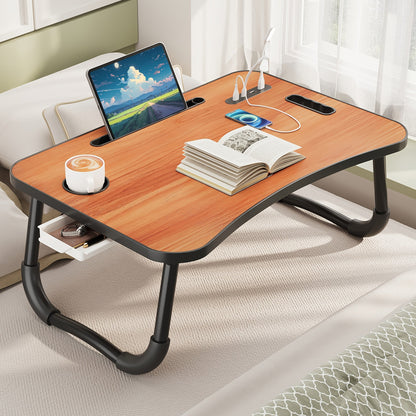 Lap Desk Bed Tray for Laptop & Eating – Large Breakfast Tray with Cup Holder & Drawer for Sofa Couch Floor Sitting, Study Reading Writing Portable Lap Table