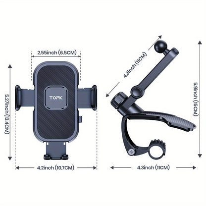 Car Dashboard Phone Mount 360 Degree Adjustable - Universal Cell Phone Holder with Anti-Slip Silicone Clip, Multi-Angle Stable Mounting for All Smartphones, Black