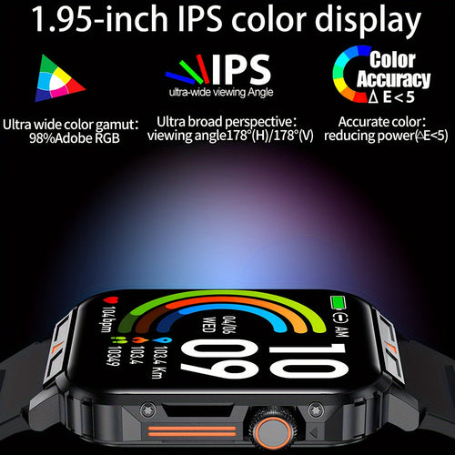 SENBONO Smartwatch for Men BT8959T5 – 1.95" Large Display Bluetooth 5.2 Calling 340mAh Battery 100+ Sport Modes Fitness Tracker, Compatible with iOS & Android, Multiple Watch Faces, Black