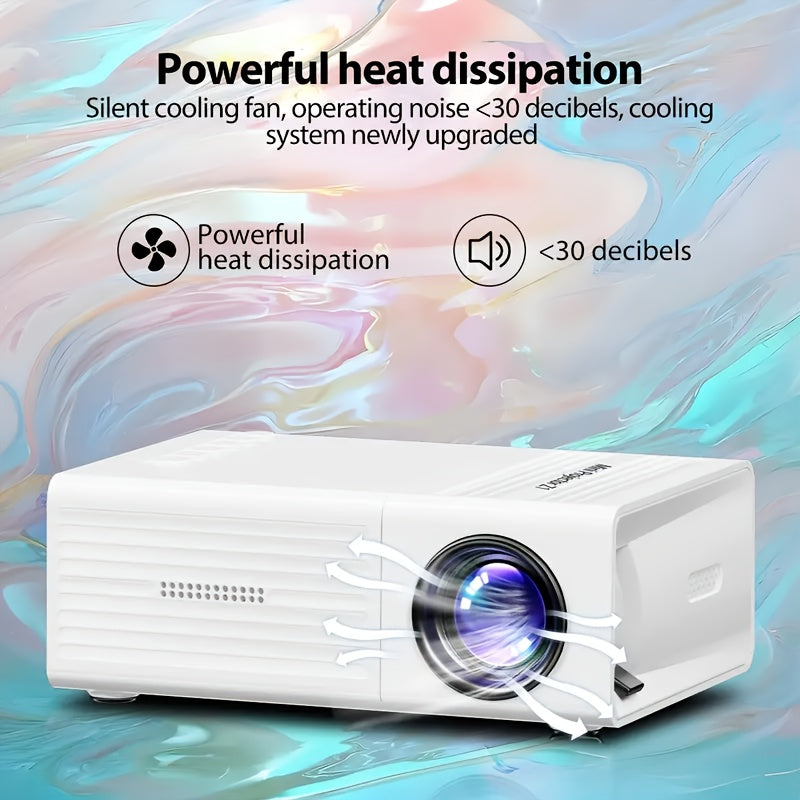 Mini Portable Projector 1080P Native Resolution Supports 4K – Home Theater Movie Projector with USB Connection & Remote Control, Compact Video Projector for Office Outdoor Camping Backyard Movies