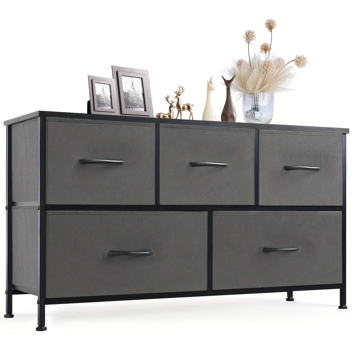 Drawer Cabinet with Metal Frame & Hardwood Top – Home Office Storage Organizer, 2 to 10 Drawers, Assembly Required – White, Grey, Black, Rustic Brown – Bedroom, Living Room & Office Filing Cabinet