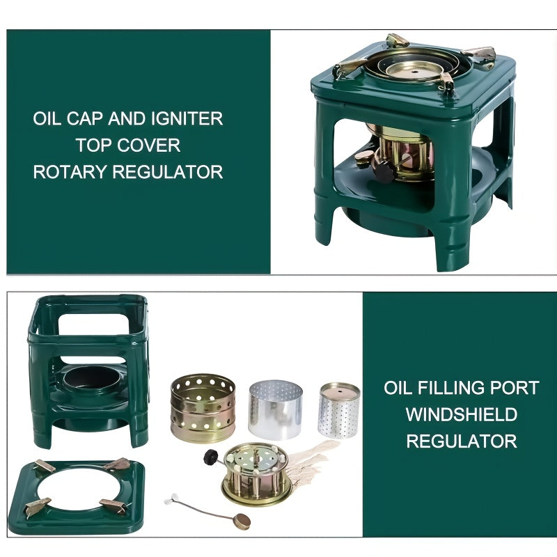 Portable Kerosene Camping Stove with Built-In Burner, Lightweight Paraffin Outdoor Heater & Cooker with Adjustable Flame Control for Camping, Picnics & Barbecues