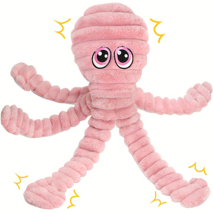 Squeaky Octopus Plush Dog Chew Toy – Interactive Stuffed Squeaker Toy for Puppies & Dogs, Soft Teeth Cleaning Chewable Animal Toy for Small Medium Large Breeds, Cute Gift, 5 Colors