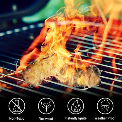 Natural Fire Starter Sticks 50/100pcs – Fast-Light Charcoal Starters for Fireplace, BBQ Grill, Campfire, Fire Pit, Wood Stove, Chimney & Smoker – Weather-Resistant, Indoor & Outdoor Use