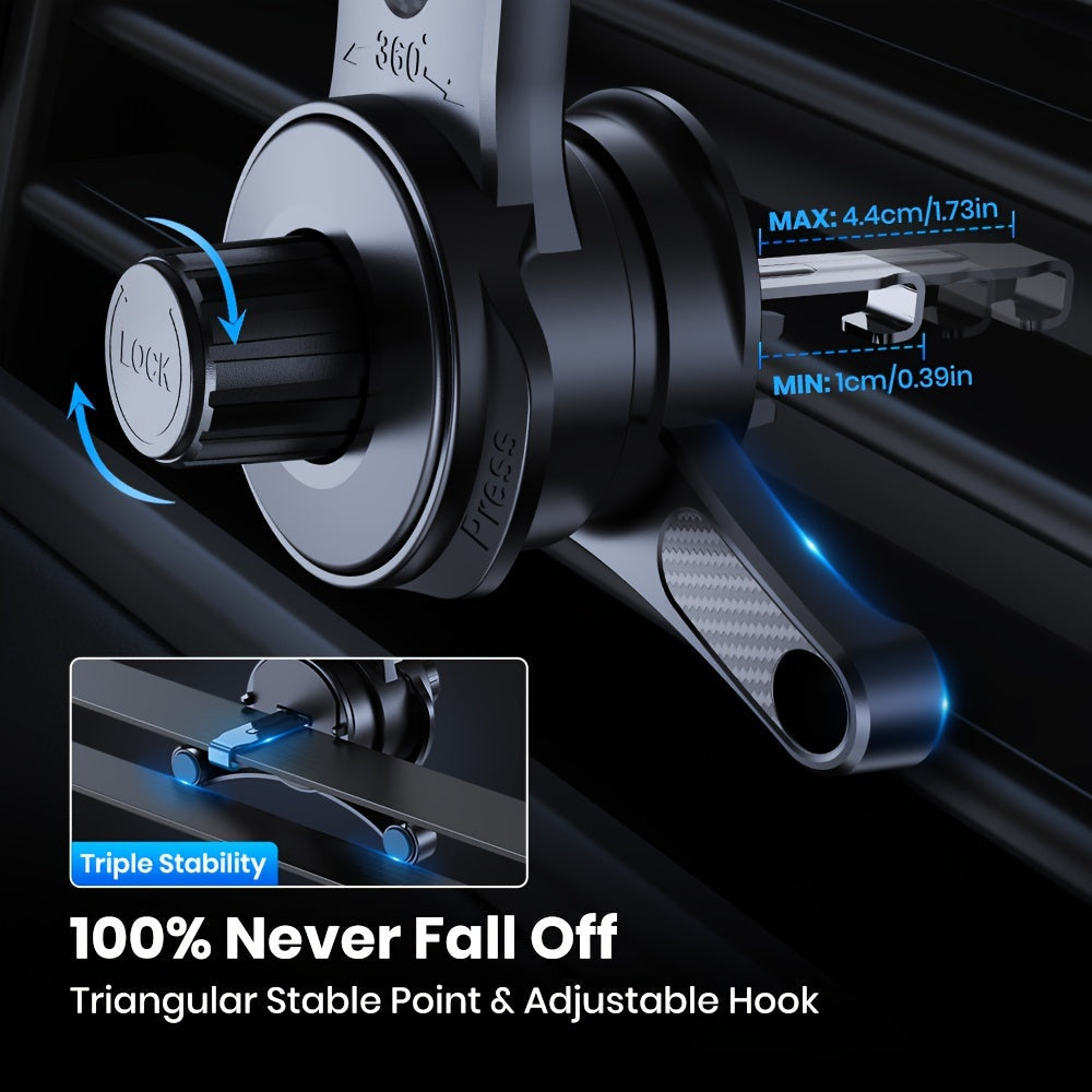 Car Phone Mount Extended Arm 3-Point Support, Extendable Metal Hook Cell Phone Holder for Car Dashboard Windshield, Superior Stability Universal Fit for iPhone Samsung Android