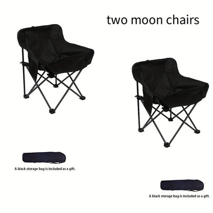 Portable Folding Moon Chair and Table Set 2 3 5pcs with Storage Bag for Beach Camping Fishing Family BBQ Picnic Outdoor Hiking Courtyard Black White