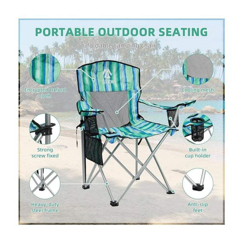 Folding Camping Chair with Tilting Canopy Sunshade – 225LBS Capacity, 22.8" Wide Seat, Mesh Cup Holder & Carry Bag, Portable Beach Lawn Chair for Camping, Hiking & Outdoor Events – 9 Color Options