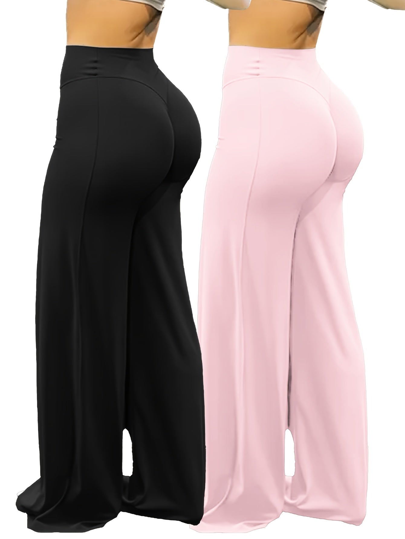 Wide Leg Yoga Pants High Waist High Elastic Full Coverage - Plus Size Flare Leggings for Gym Fitness Training Casual Wear All Season S-XL