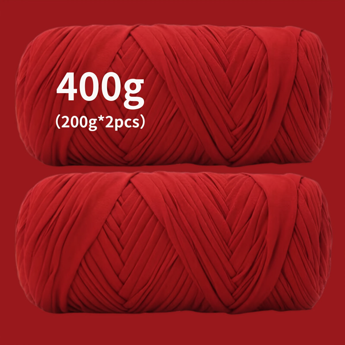 T-Shirt Fabric Yarn 400g (2 x 200g) Chunky Cotton Blend in 49 Colors – Soft Thick Yarn for Crochet Baskets, Bags, Rugs, Macrame & Knitting Projects – Beginner-Friendly Craft Yarn