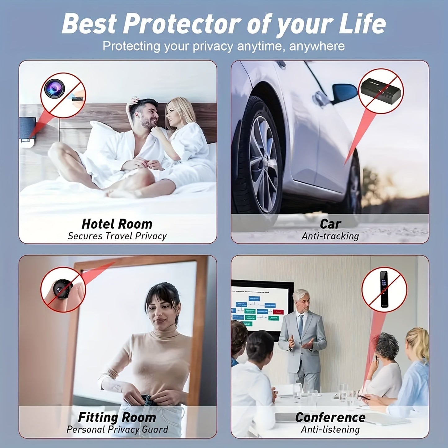 Hidden Camera Detector & Anti-Spy RF Signal Scanner – Portable Bug Sweeper for GPS Trackers, Wireless Eavesdropping Devices, Privacy Protection for Hotels, Cars, Homes, Offices & Travel