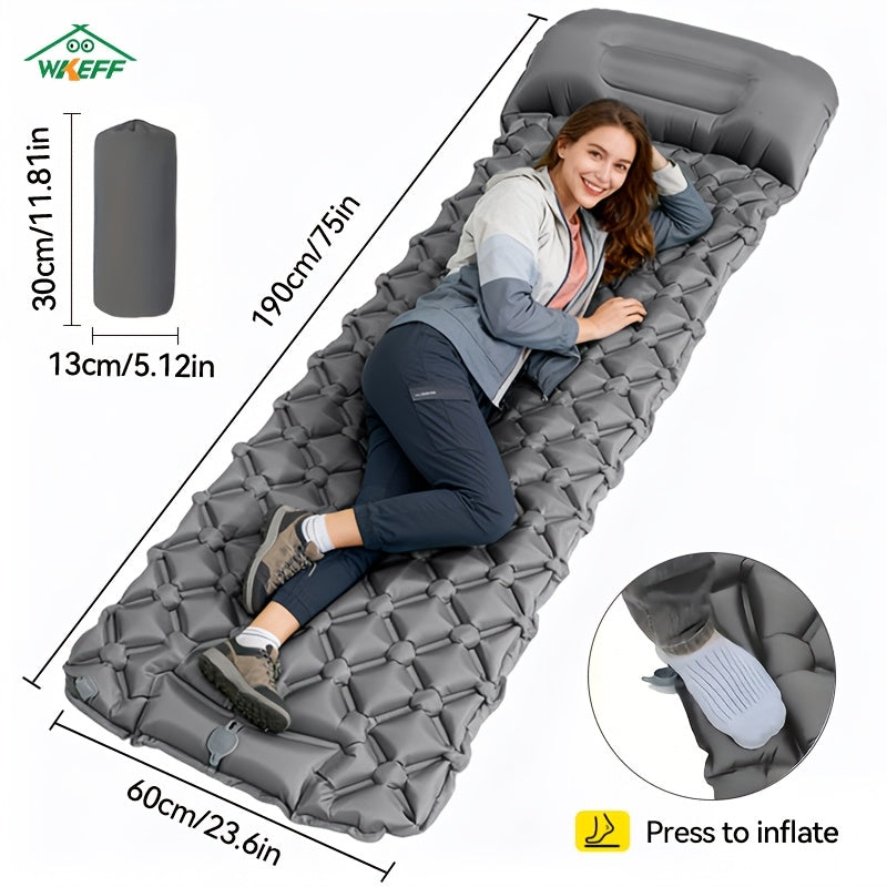 Inflatable Camping Sleeping Pad - Ultralight Mattress with Pillow & Built-In Foot Pump, Compact Portable Mat for Backpacking, Hiking, Car Travel, Beach & Tent Camping, Multiple Colors