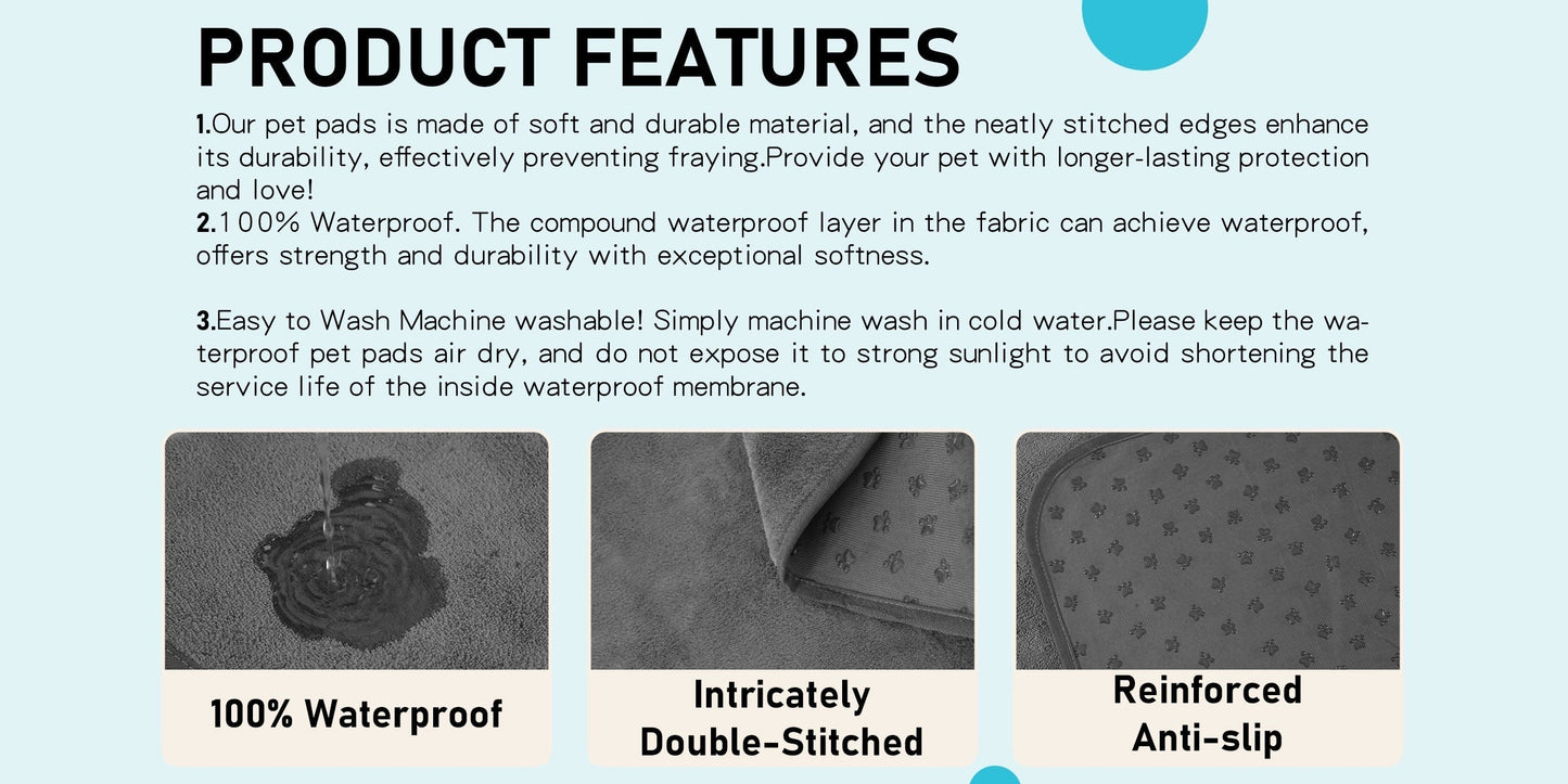 Washable Dog Pee Pads Pack of 2 – Reusable 4-Layer Fast Absorbent Non-Slip Puppy Training Pads, Whelping Pads for Housebreaking, Crate, Playpen & Travel, Multiple Sizes, All Dog Breeds