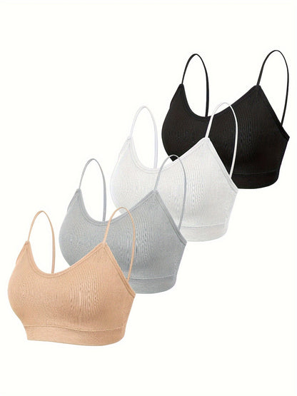 4 Pack Women's Wireless Bralettes with Removable Padding – Soft Breathable Seamless Bra Set for Yoga Lounge Sleep & Everyday Wear, Sizes S-XL in Multiple Colors